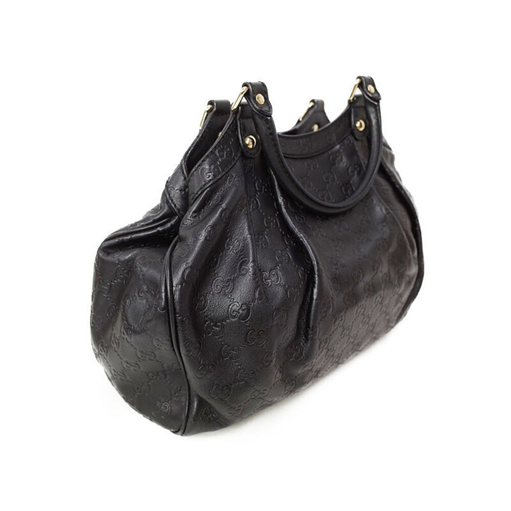 Gucci Sukey Leather ssima Shoulder Bag Tote Black